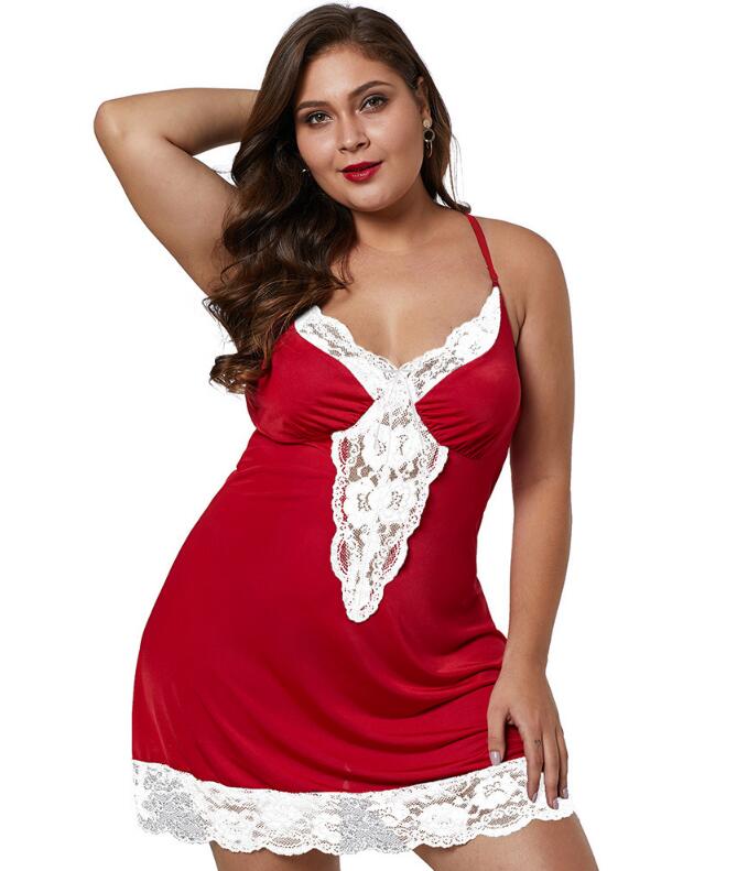 Plus Size Sexy Leopard Lace Nightdress