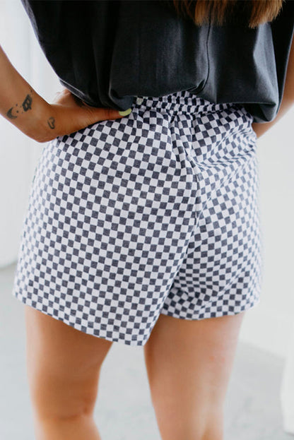 Plus Size Checkerboard Lace-Up Shorts - Plus Size XL-4XL - View 8