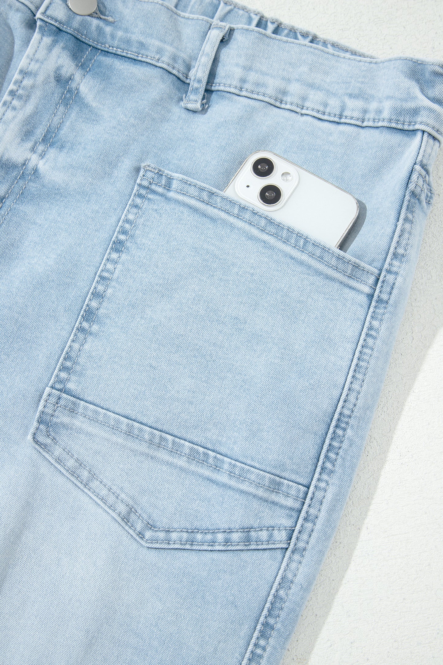 Plus Size Seam Detail Patch Pocket Shift Jeans - Plus Size Clothing