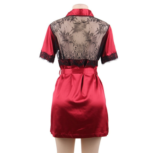 Plus Size Satin Babydoll Nightgown Short Sleeve