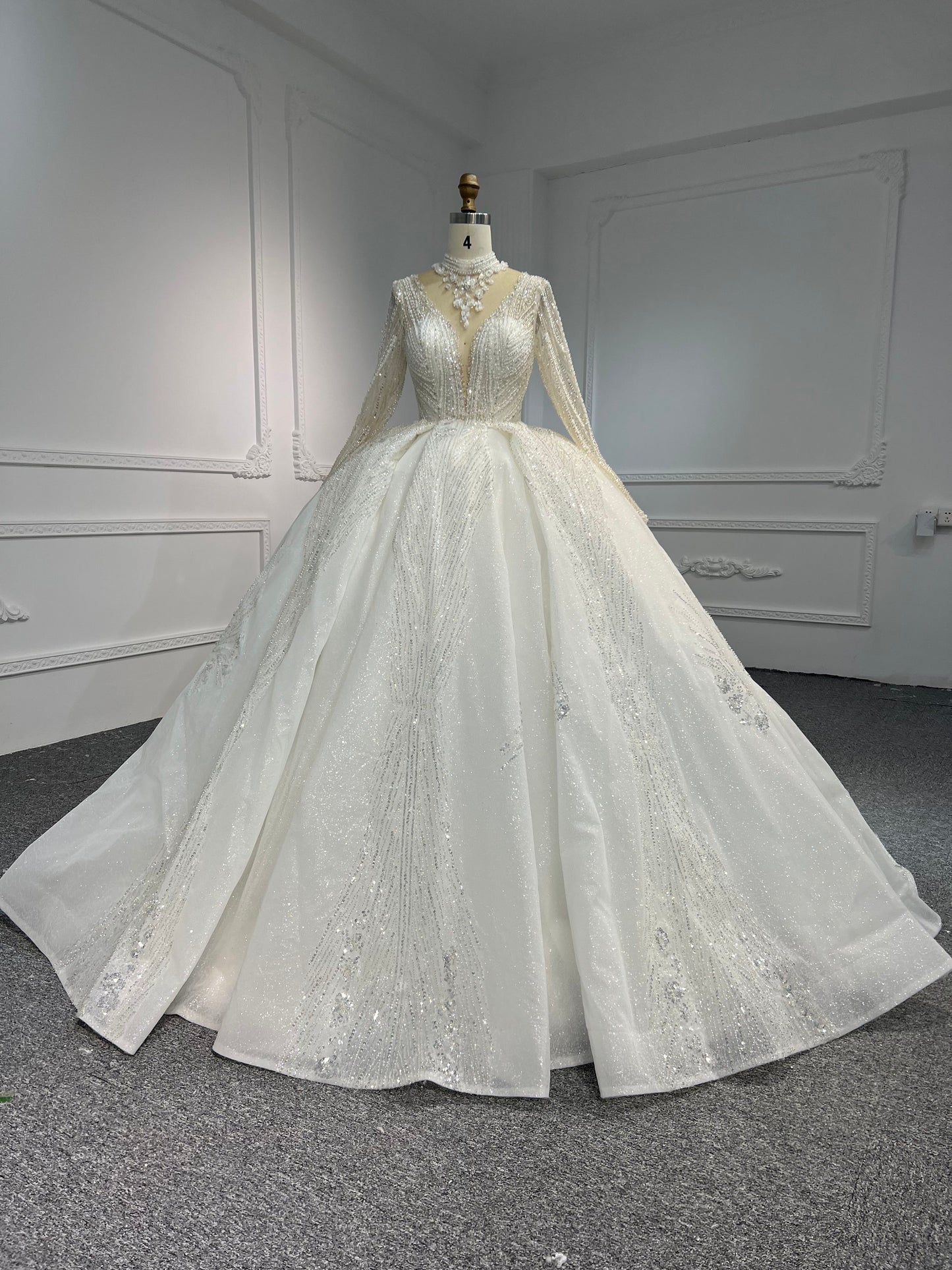 Plus Size Luxurious Hand-Beaded Wedding Dress