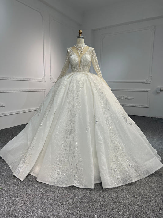 Plus Size Luxurious Hand-Beaded Wedding Dress
