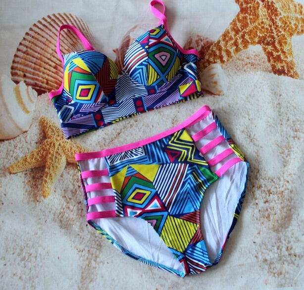 Plus Size Push Up Padded High Waist Bikini Set