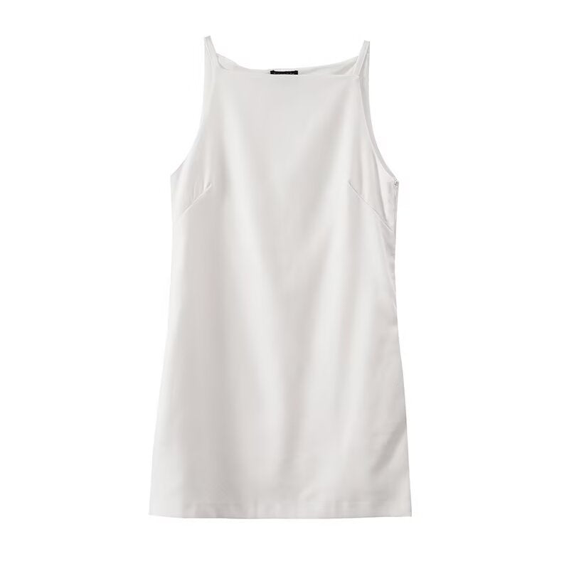 Plus Size Linen Square Neck Sleeveless Midi Dress