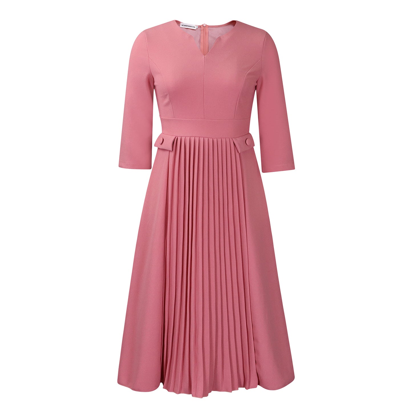 Plus Size Pleated Midi Dress V-Neck