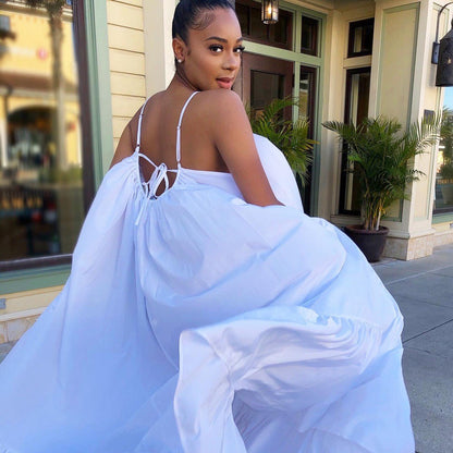 Sexy Strapless Sleeveless Long Flowy Maxi Dress for Women - Maternity Beach Dress - Plus Size Clothing