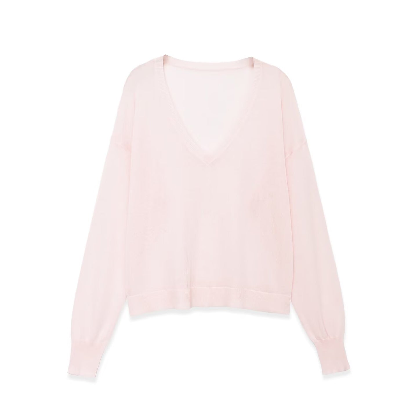 Plus Size V-Neck Long Sleeve Knitted Sweater