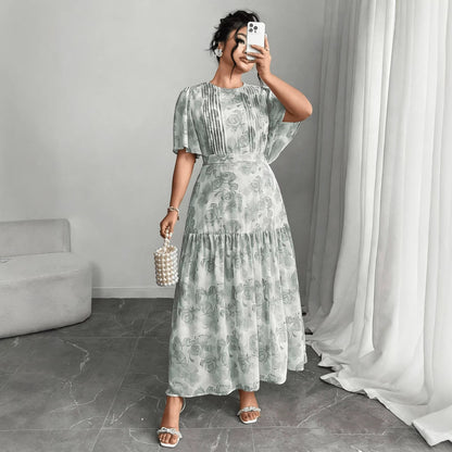 Plus Size Literary Retro Floral Dress - Plus Size XL-4XL - View 3