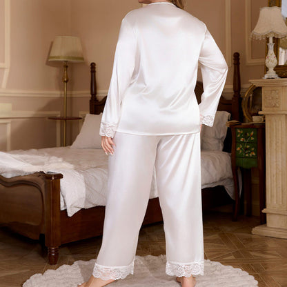 Plus Size Summer Lace Pajama Set Loungewear — close-up detail