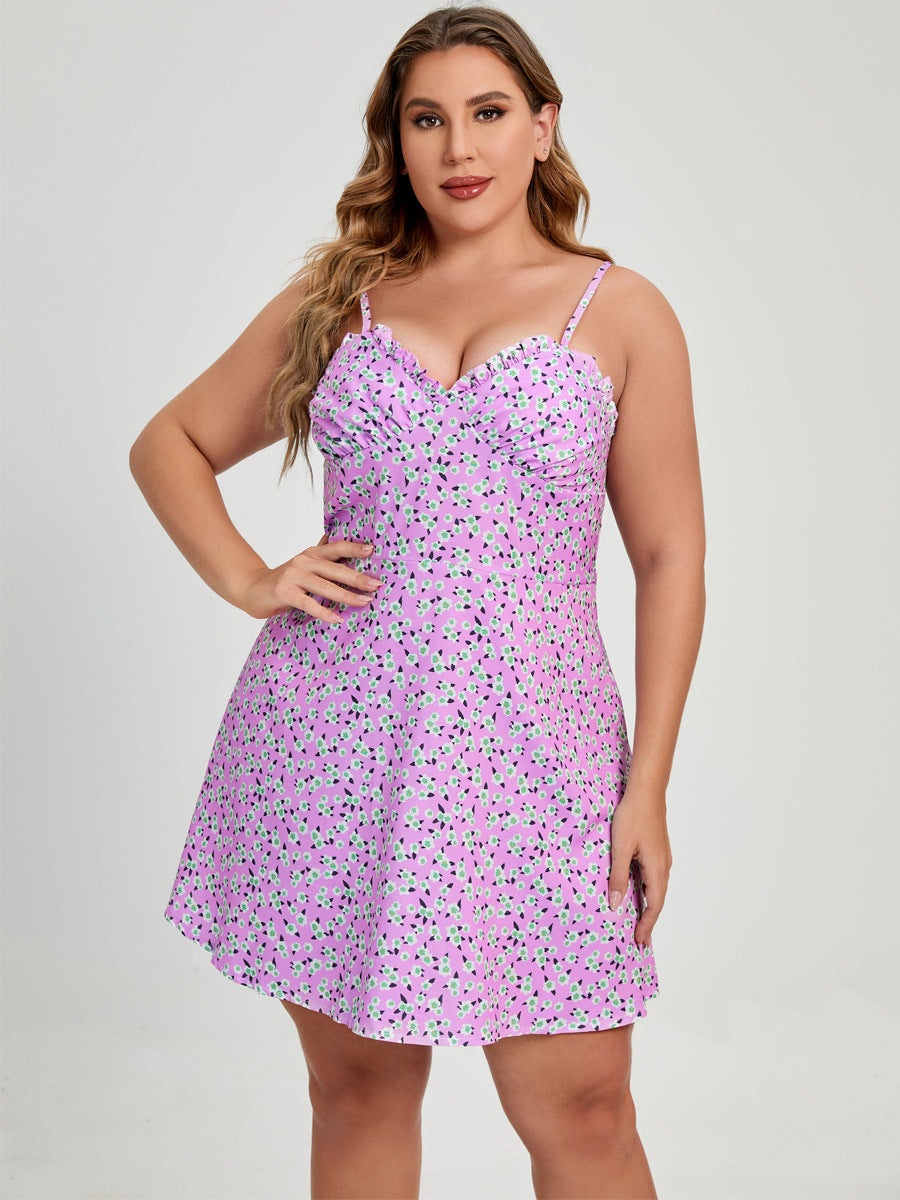 Plus Size Suspender Dress Polyester