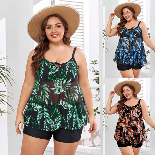 Plus Size High Waist Tankini Swimsuit