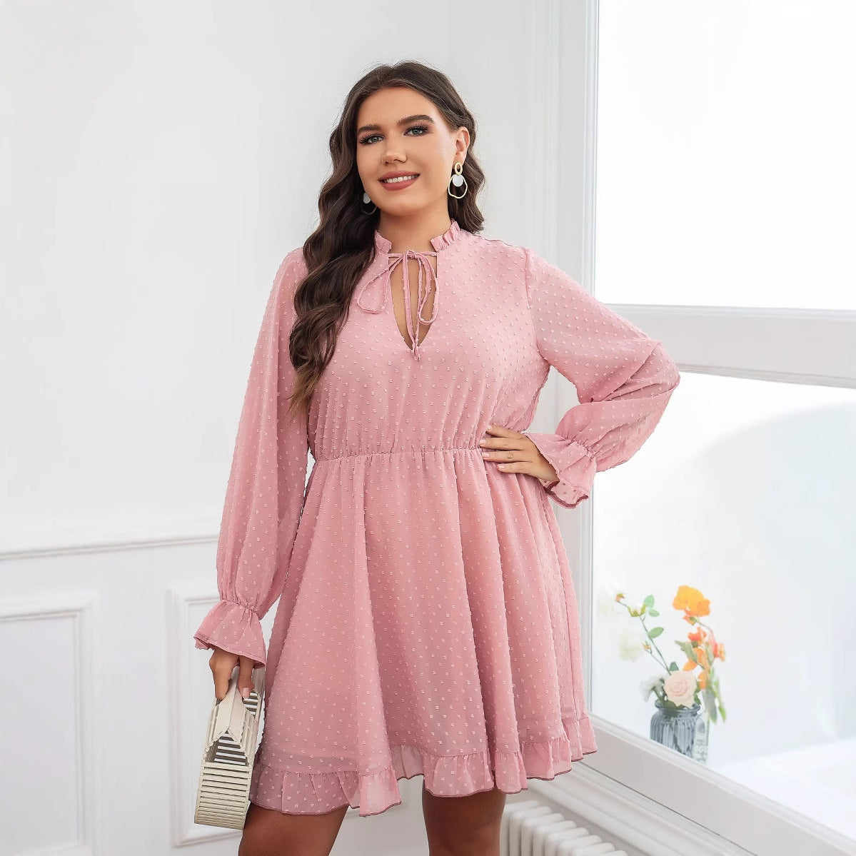Plus Size Elegant Flared Long Dress