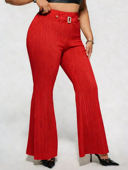 Plus Size High Waist Flare Pants - Plus Size XL-4XL - View 15