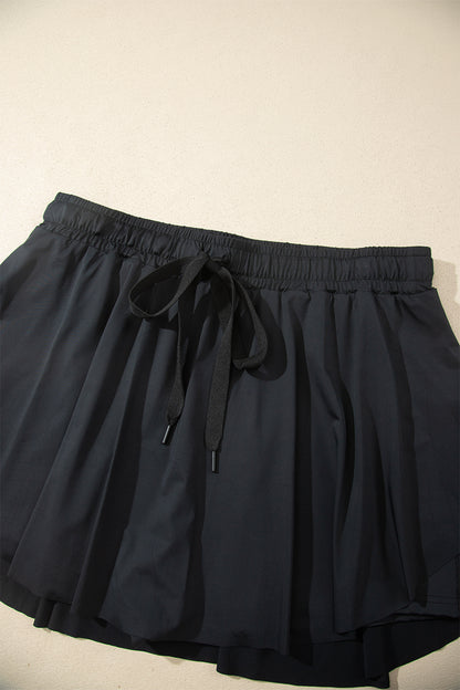 Plus Size Drawstring Waist Flared Tennis Skort - Plus Size Clothing
