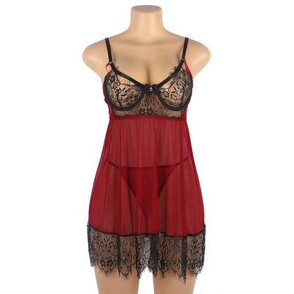 Plus Size Sexy Backless Lace Slip Nightdress - Plus Size XL-4XL - View 5
