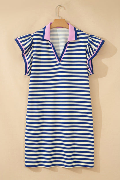 Plus Size Striped Colorblock Shift Dress V Neck - Plus Size XL-4XL - View 2