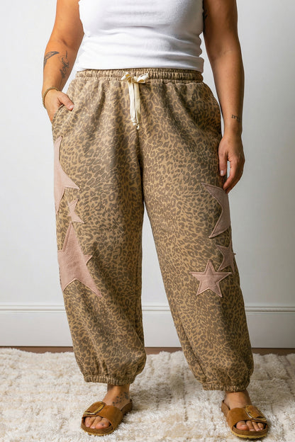 Plus Size Leopard Print Western Star Jogger Pants - Plus Size XL-4XL - View 2
