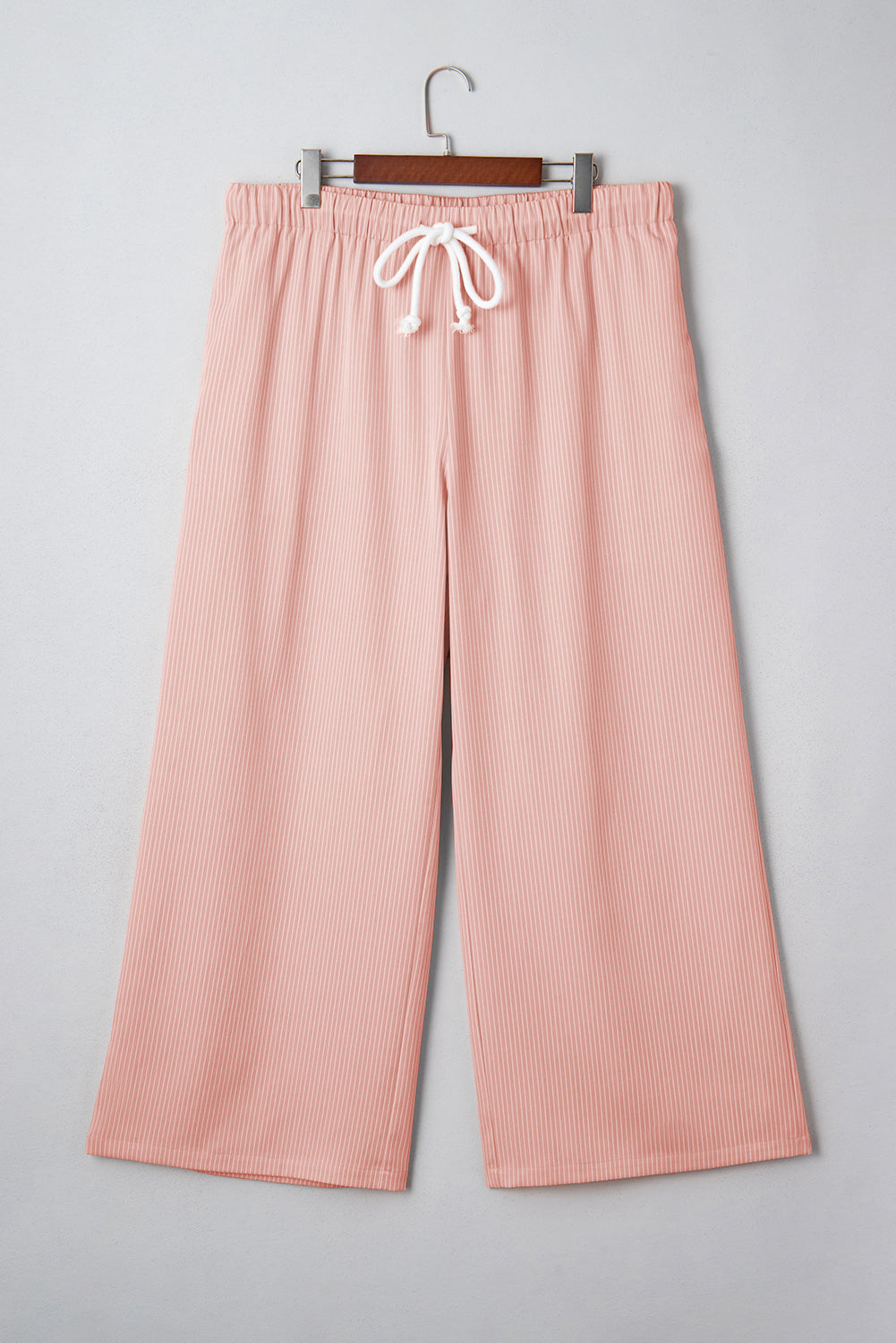 Plus Size Pink Stripe Drawstring Loose Pants