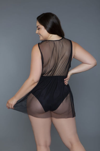 Plus Size Deep V-neck Mesh Babydoll - Plus Size XL-4XL - View 3