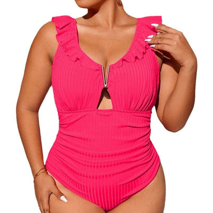 Plus Size High-Waisted One-Piece Swimsuit - Plus Size XL-4XL - View 1