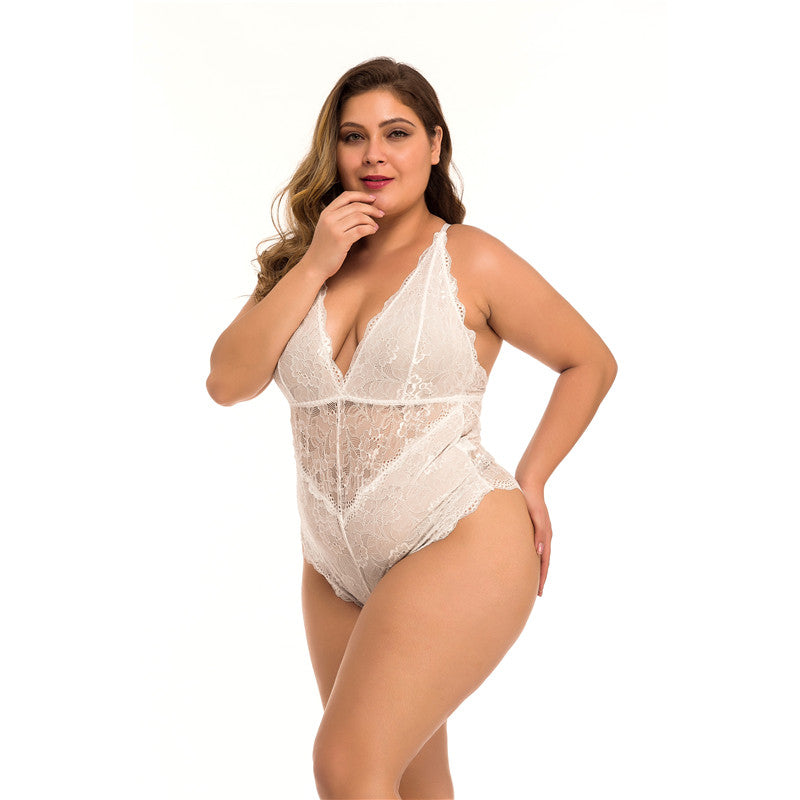 Plus Size Lace Mesh Sexy Lingerie - Plus Size XL-4XL - View 5