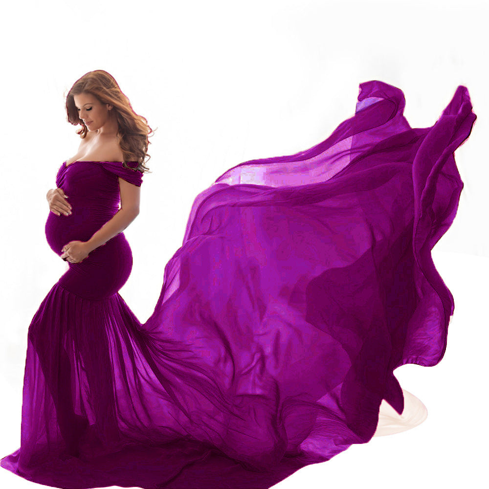 Plus Size Mercerized Cotton Chiffon Flutter Sleeve Maxi Dress