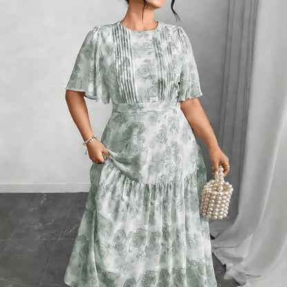 Plus Size Literary Retro Floral Dress - Plus Size XL-4XL - View 4