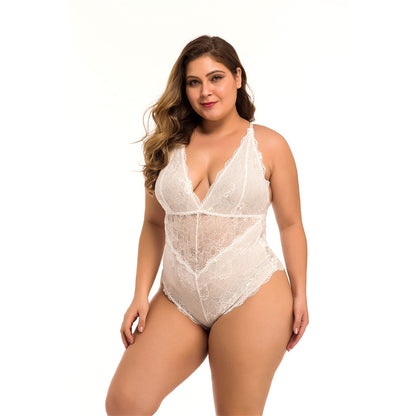 Plus Size Lace Mesh Sexy Lingerie - Plus Size XL-4XL - View 12
