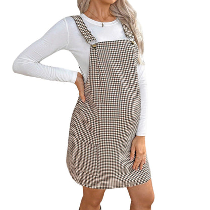 Plus Size Maternity Checkered A-Line Dress - Plus Size XL-4XL - View 1