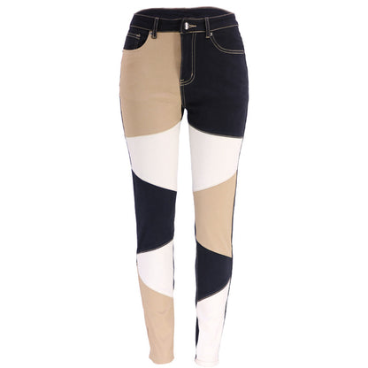 Plus Size High Waist Denim Splicing Skinny Pants