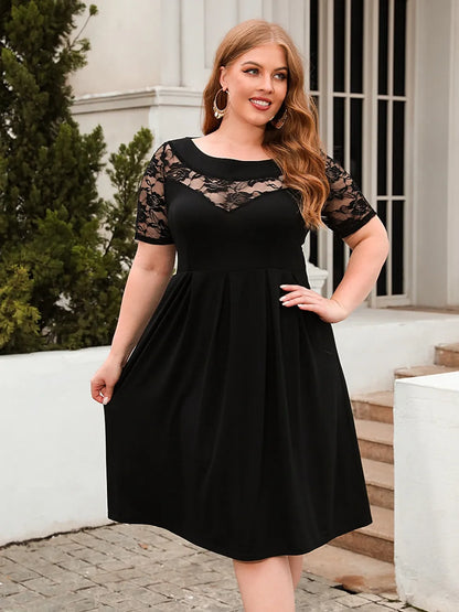 plus-size-ruched-short-sleeve-dress