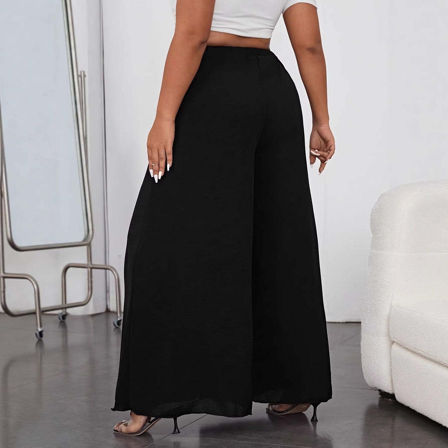 Plus Size Elegant Commuter Wide Leg Pants