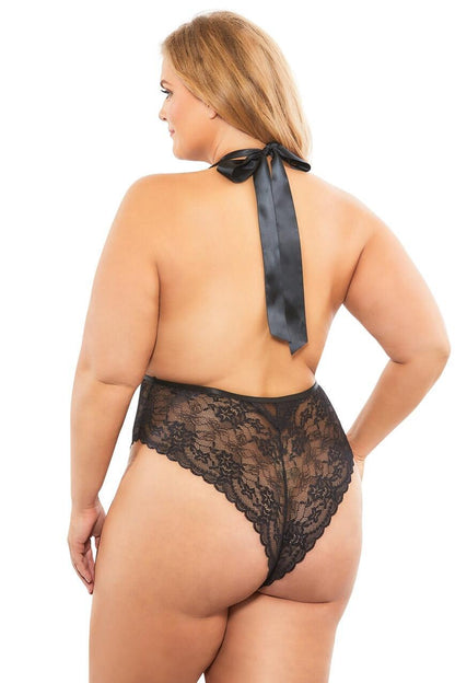 Plus Size Sexy Ice Silk Lace Nightdress - Plus Size XL-4XL - View 4