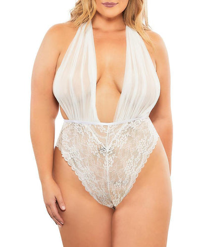 Plus Size Sexy Ice Silk Lace Nightdress - Plus Size XL-4XL - View 3