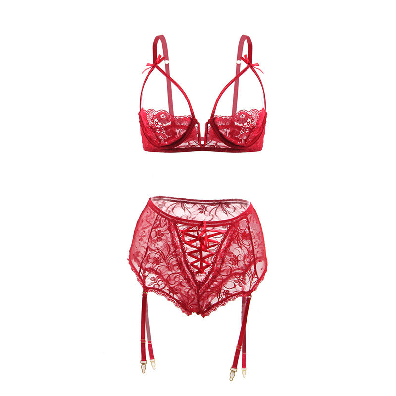 Plus Size Sexy Lace Lingerie Three-Piece Set - Plus Size XL-4XL - View 5