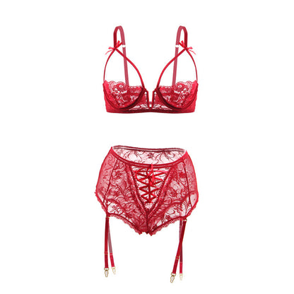 Plus Size Sexy Lace Lingerie Three-Piece Set - Plus Size XL-4XL - View 5