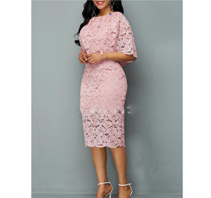 Plus Size African Lace Maxi Dress - Plus Size XL-4XL - View 2