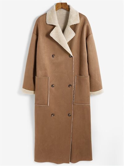 Plus Size Drop Shoulder Sherpa Longline Coat - Plus Size XL-4XL - View 5