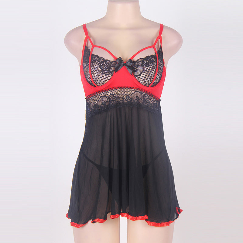 Plus Size Lace Nightdress Open Back