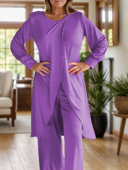 Plus Size Long Sleeve Wide Leg Pants Set