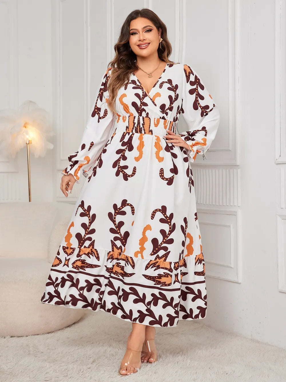 Plus Size Surplice Flounce Dress
