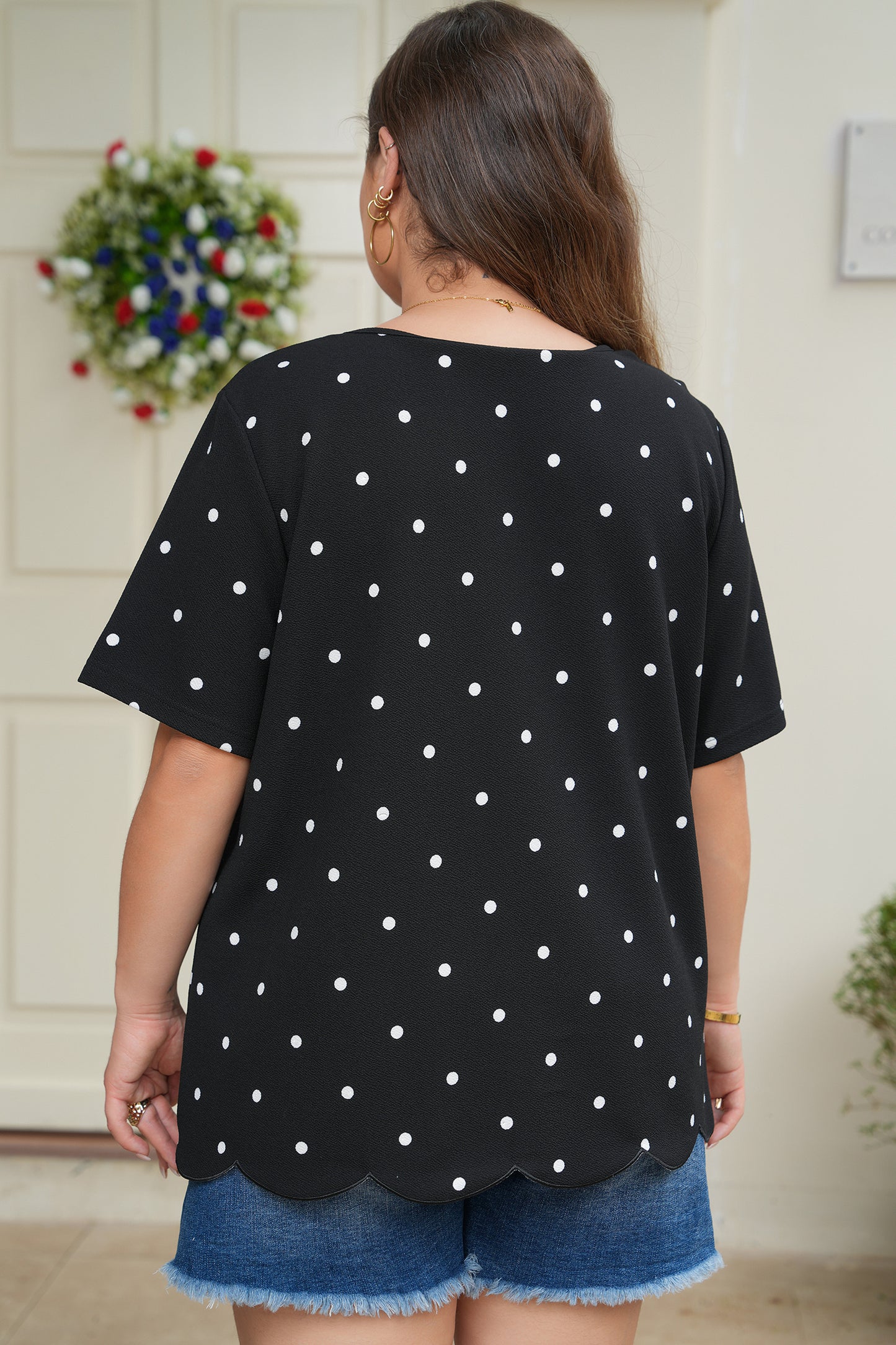 Plus Size Dotted Casual T Shirt