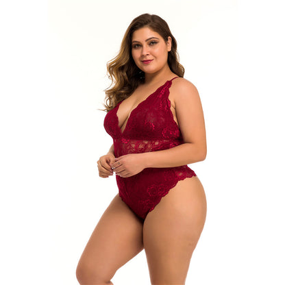 Plus Size Lace Mesh Sexy Lingerie - Plus Size XL-4XL - View 4