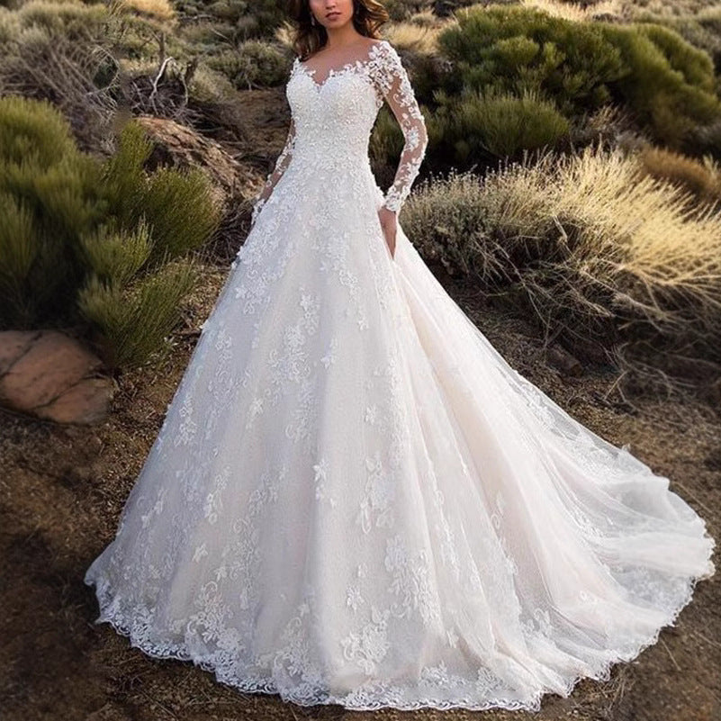 Plus Size Lace Wedding Dress with Train