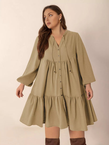 plus-size-tie-neck-balloon-dress