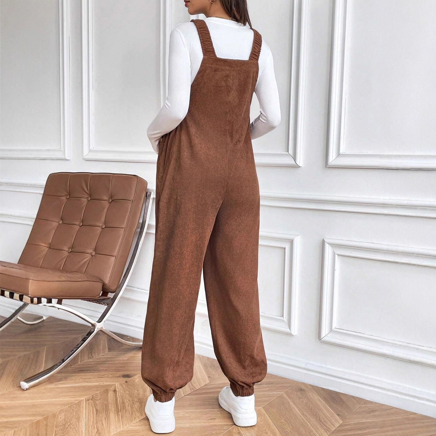 Plus Size Pregnant Casual Corduroy Overalls
