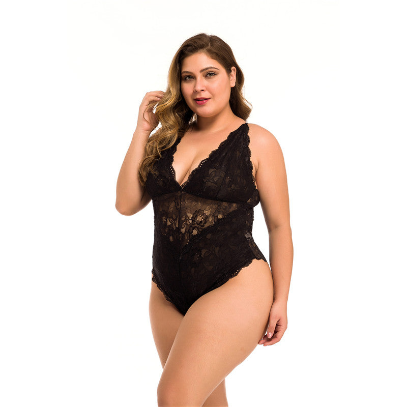 Plus Size Lace Mesh Sexy Lingerie - Plus Size XL-4XL - View 8