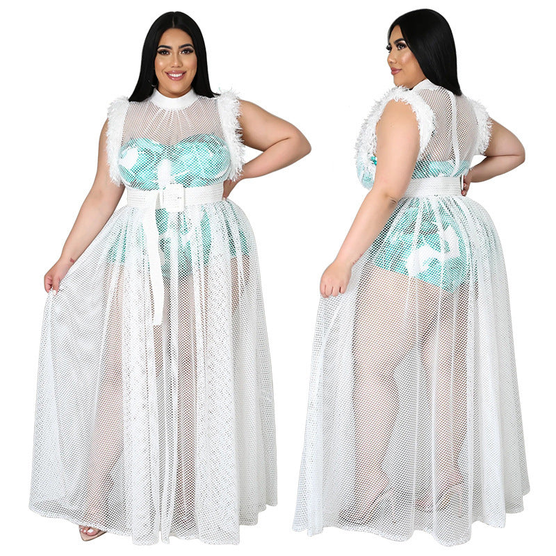 Plus Size Women's Sexy Mesh Maxi Dress