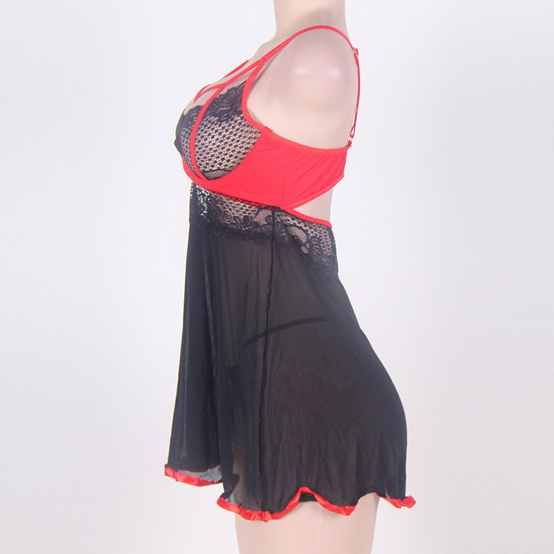 Plus Size Lace Nightdress Open Back