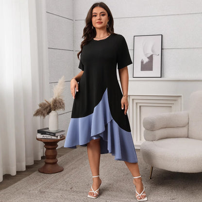 Plus Size Color Block A-Line Dress - Plus Size XL-4XL - View 2